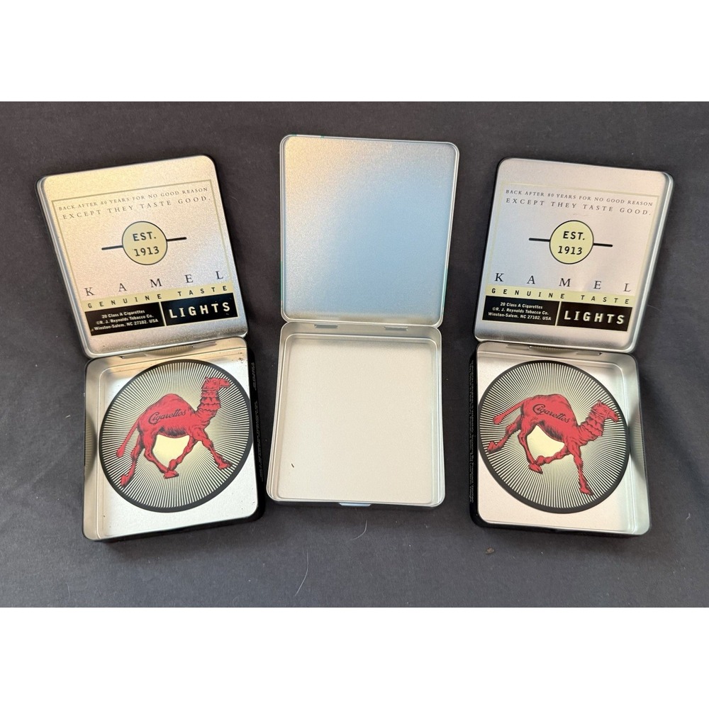 Camel Lights Menthol Collectible Metal Flip-Top Tobacco Tins Lot of 3